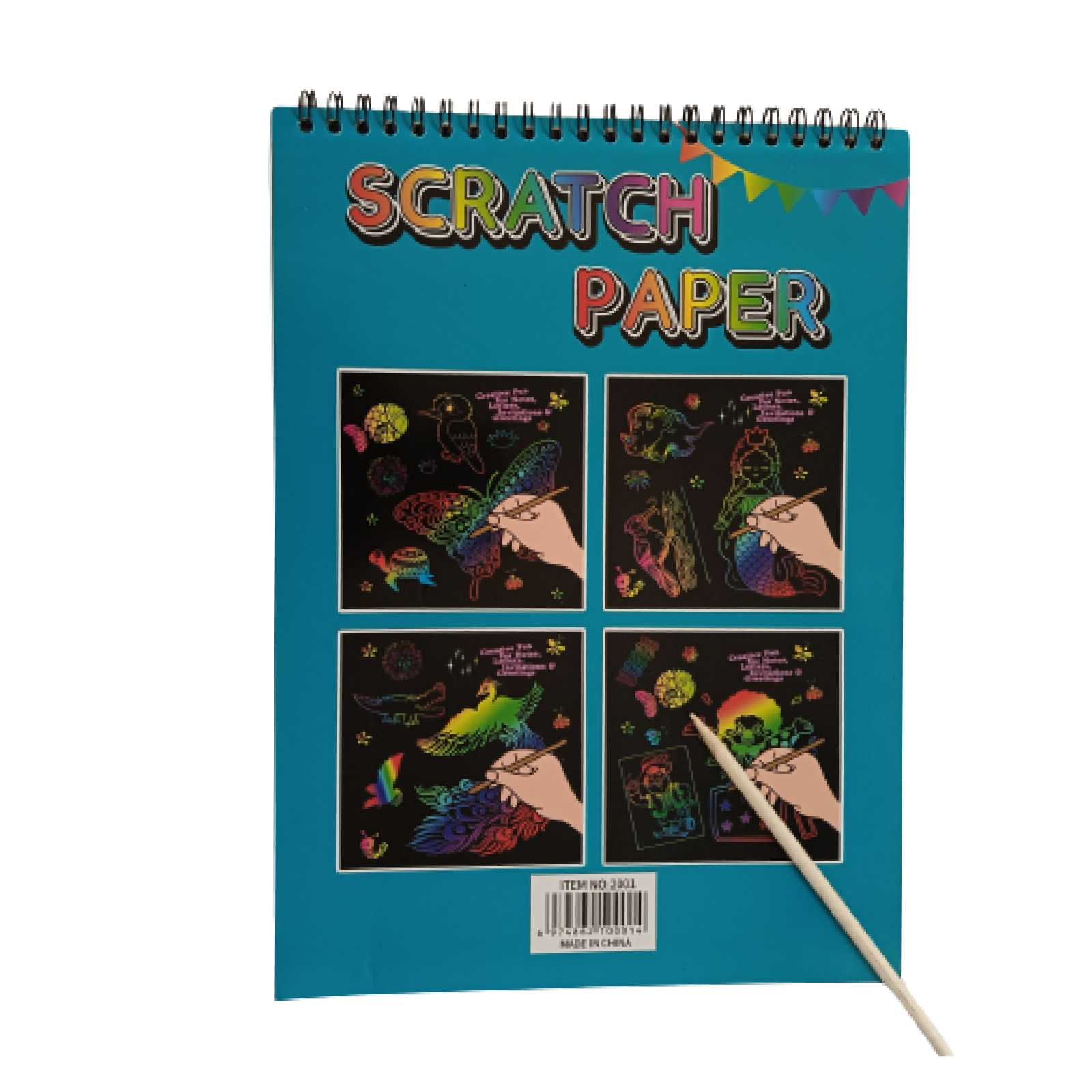 A4 Scratch Note Book with Wooden Pencil for Kids | Scratch Book