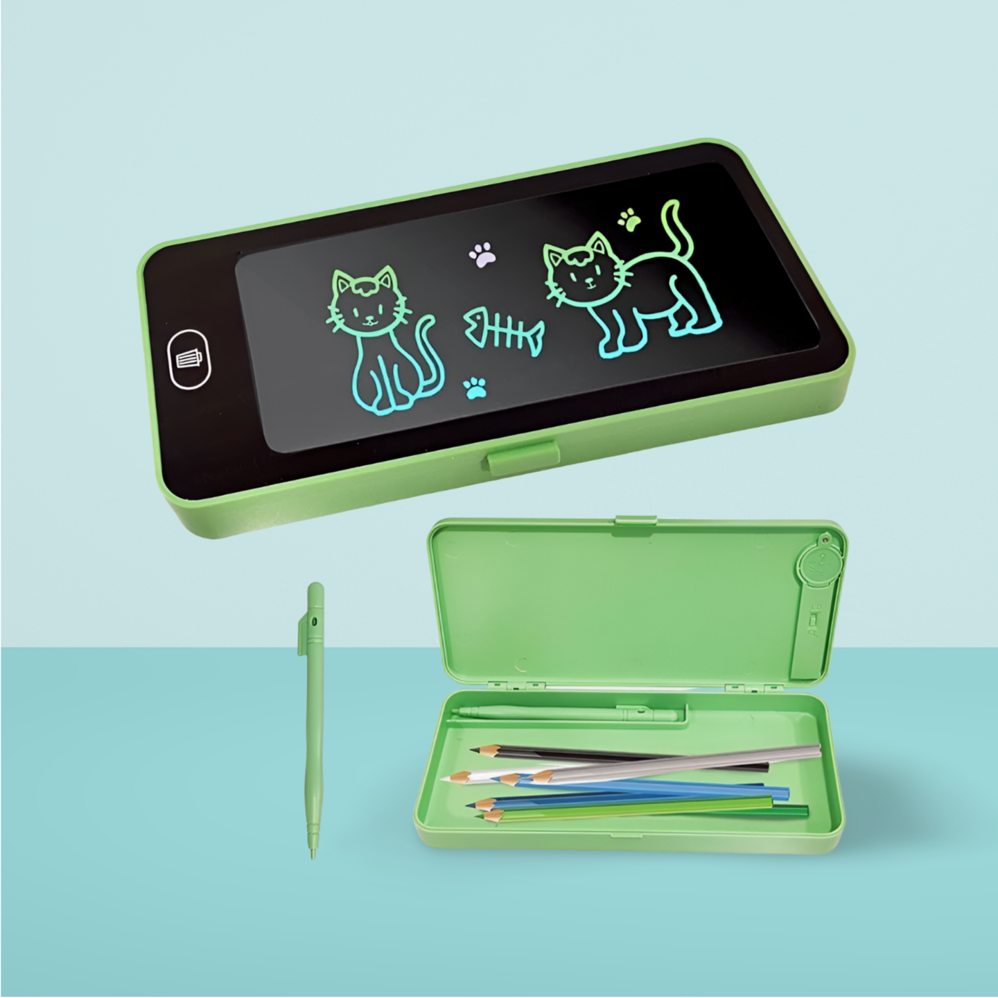 2-in-1 LCD Digital Slate | Stationery Box for Kids