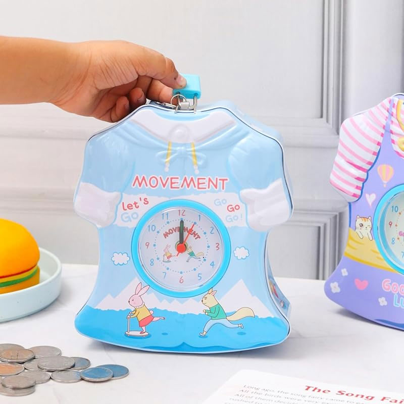 Coin Bank | Dress Design Coin Bank with Alarm Clock (Pack of 1)