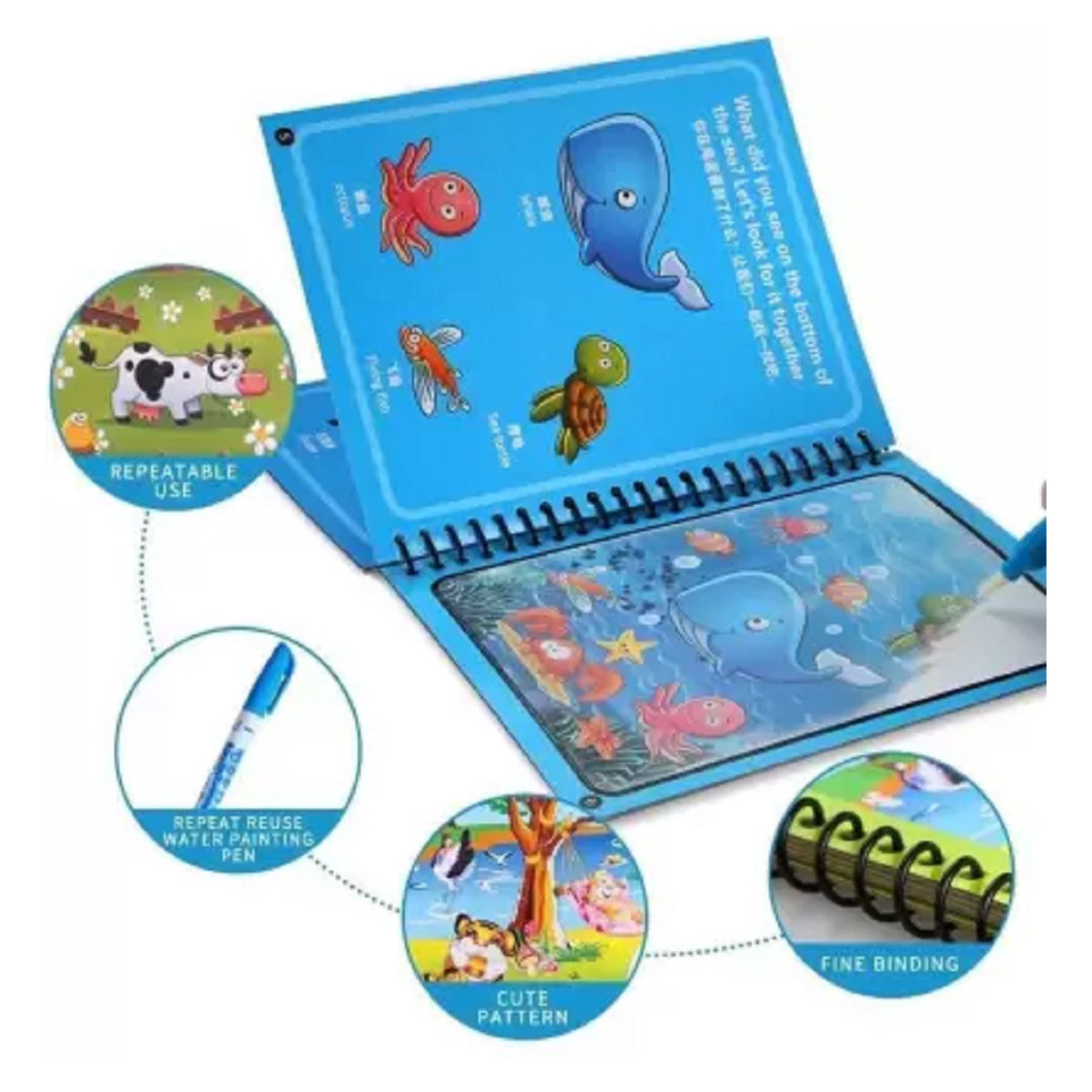 A4 Reusable Magic Water Painting Book with Magic Doodle Pen