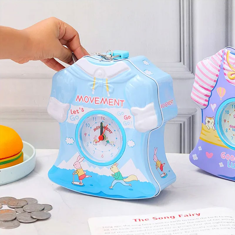 Coin Bank | Dress Design Coin Bank with Alarm Clock (Pack of 1)