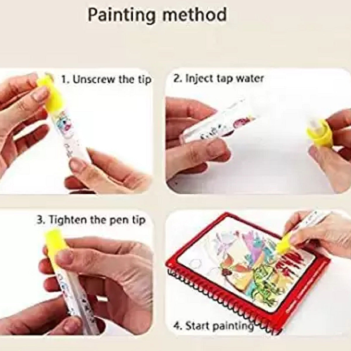 A4 Reusable Magic Water Painting Book with Magic Doodle Pen