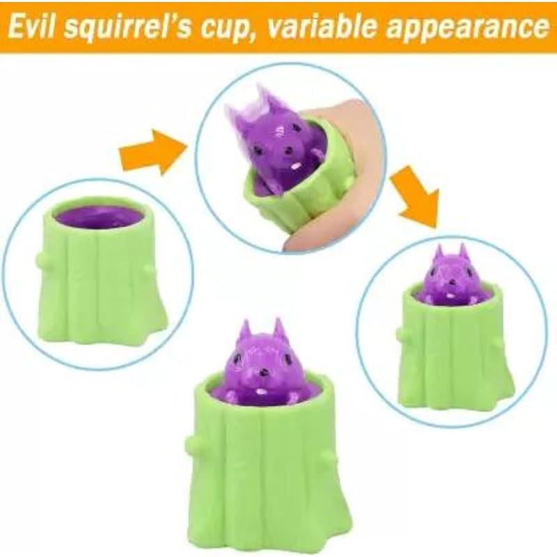 Squeeze Squirrel Toy | Evil Squirrel Cup Sensory Fidget Toy