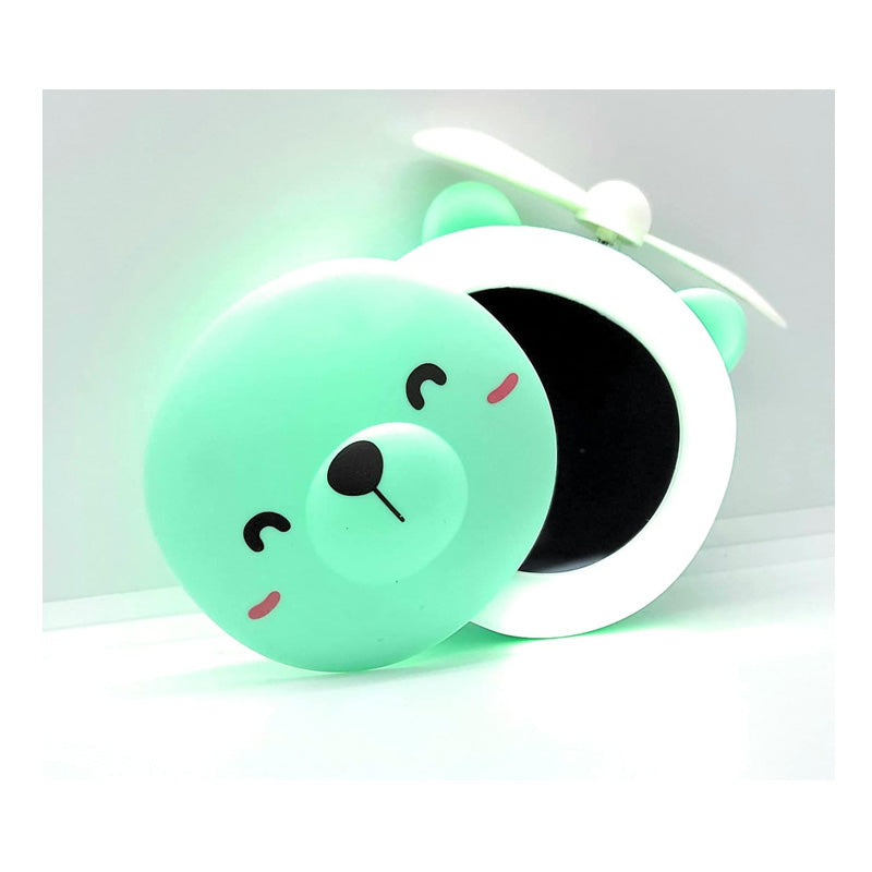 Mini Handheld Mirror with Fan and LED Light