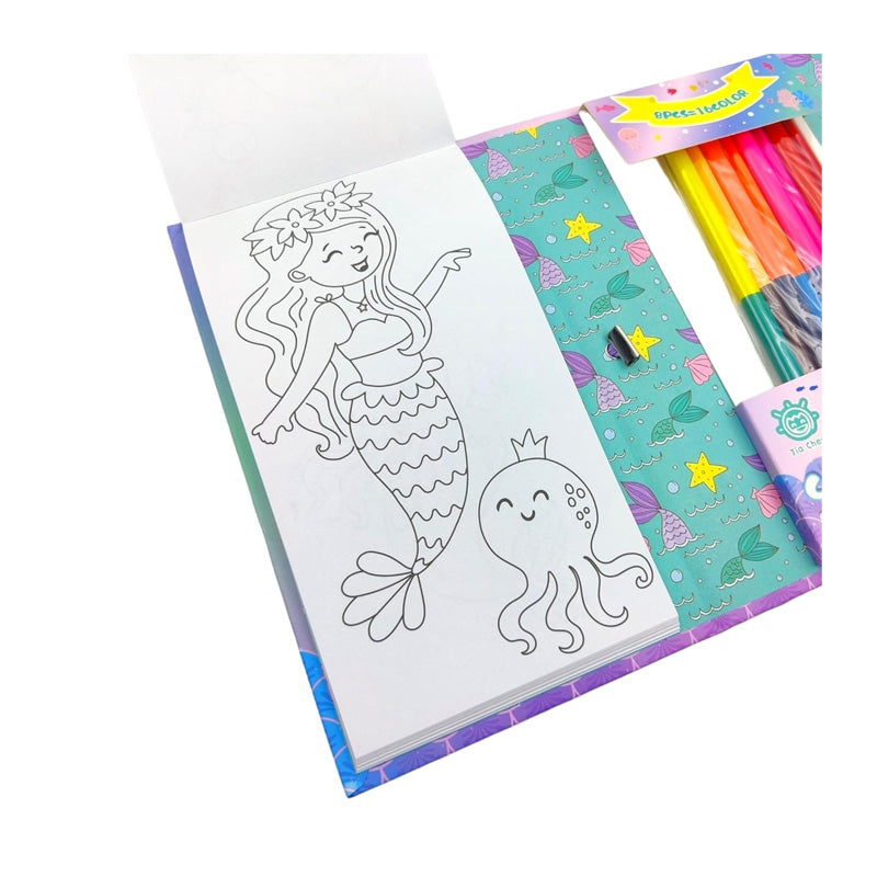 Mermaid Double Colour Book with Colorful Pencils | Colour Books for Kids