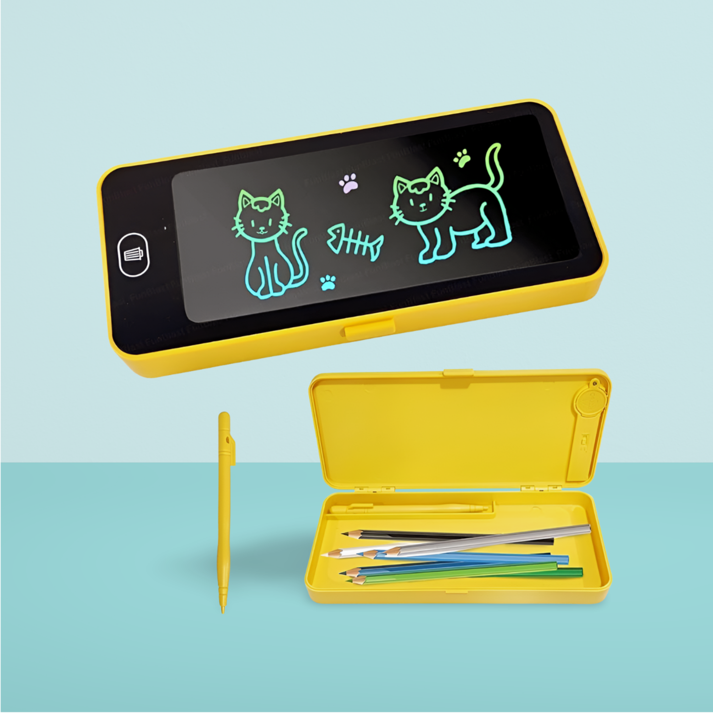 2-in-1 LCD Digital Slate | Stationery Box for Kids