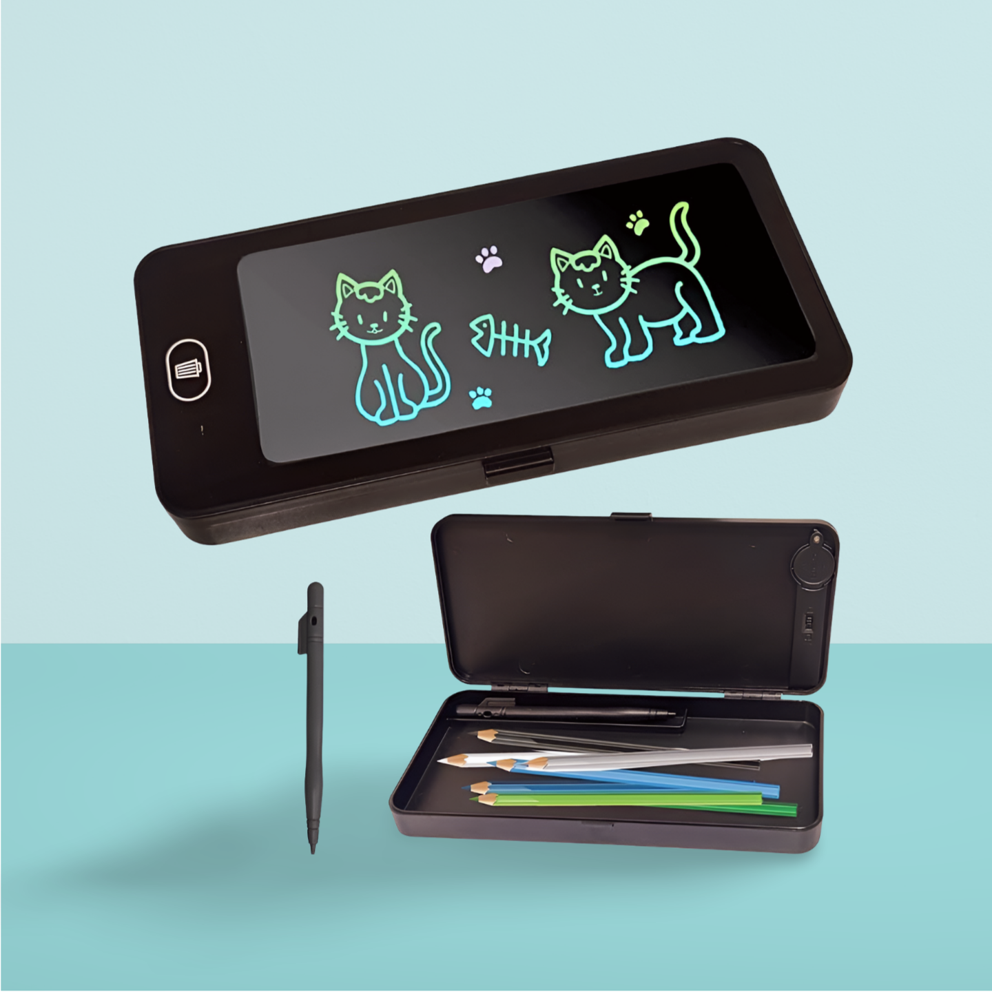 2-in-1 LCD Digital Slate | Stationery Box for Kids