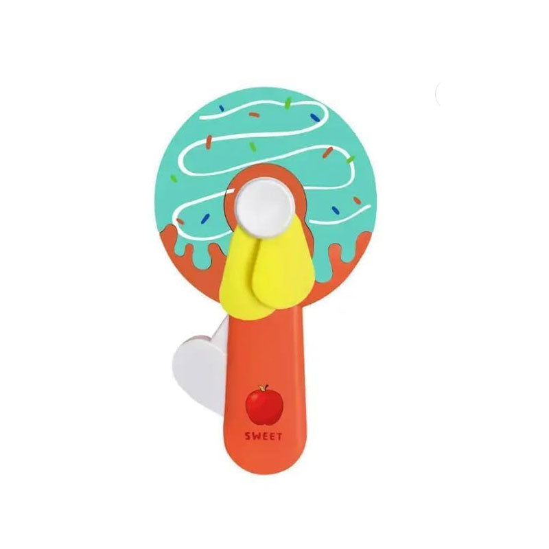 Manual Hand Press Doughnut Fan for Kids | Portable Mini Toy Fan