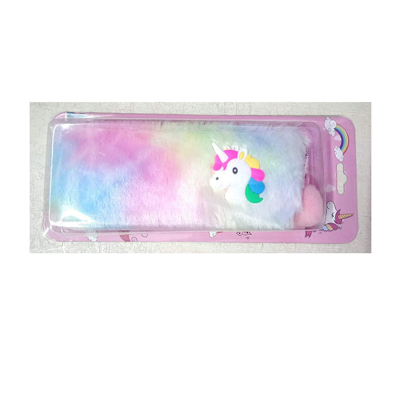 Multipurpose Unicorn Soft Fur Pouch for Girls | School Pouch