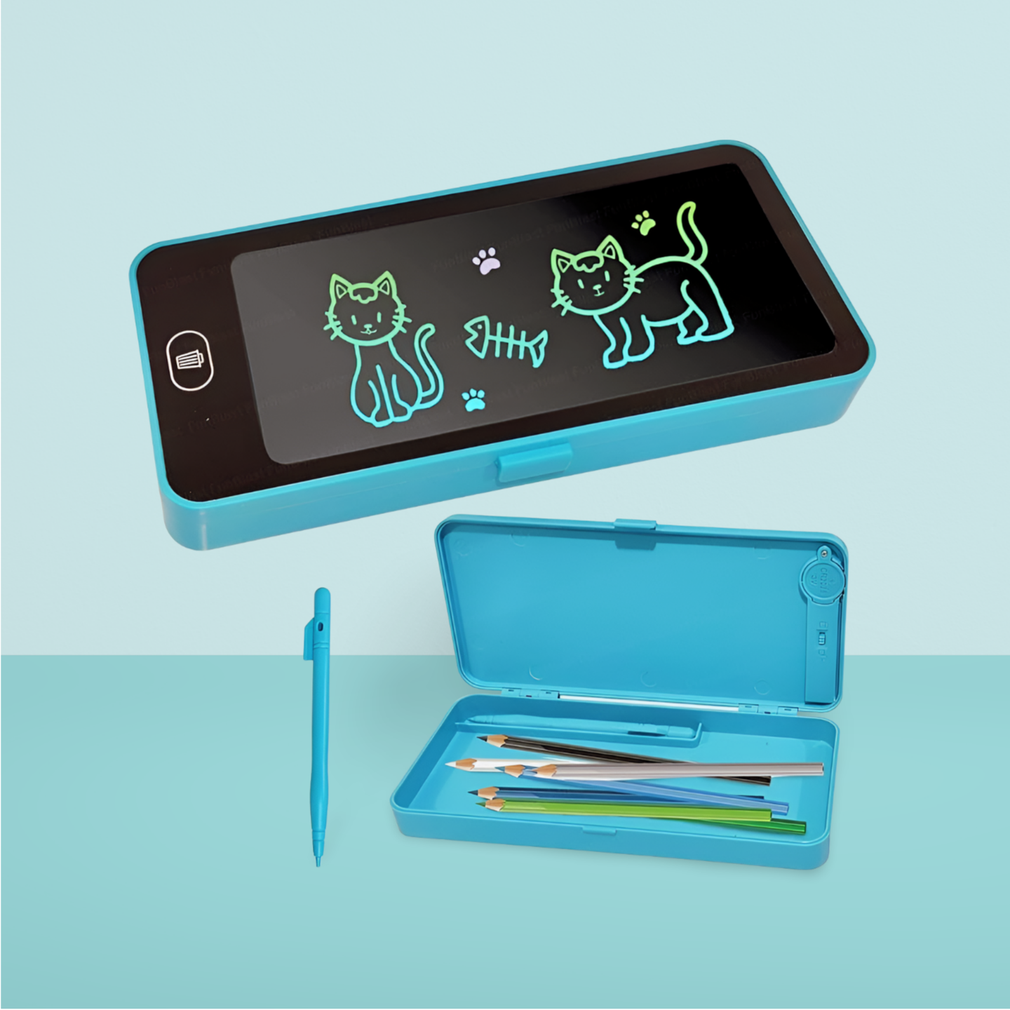 2-in-1 LCD Digital Slate | Stationery Box for Kids