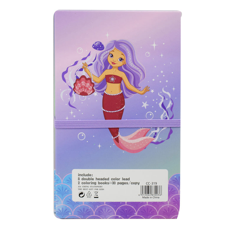 Mermaid Double Colour Book with Colorful Pencils | Colour Books for Kids