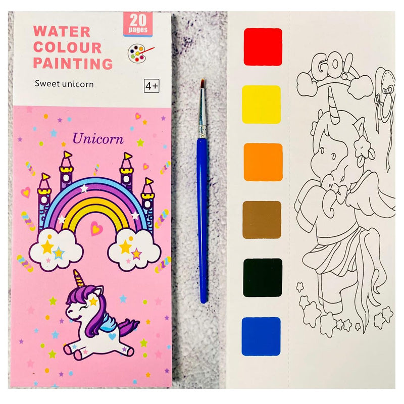 Unicorn Colouring Magic Book with Painting Brush for Kids